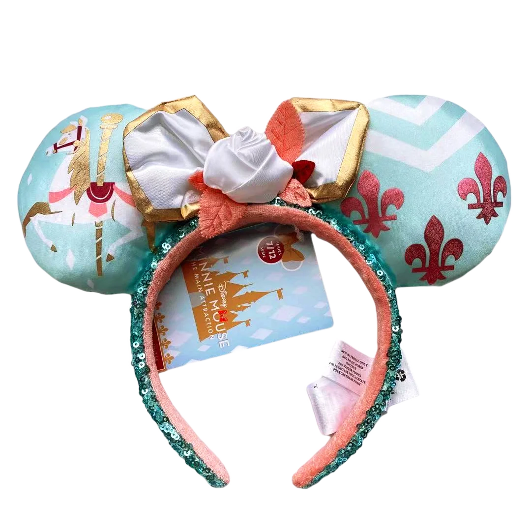 

Mickey Mouse Ear Headbands Wooden Horse Rose Bow Hairbands Party Christmas Halloween Princess Cosplay Costume for Girls Women