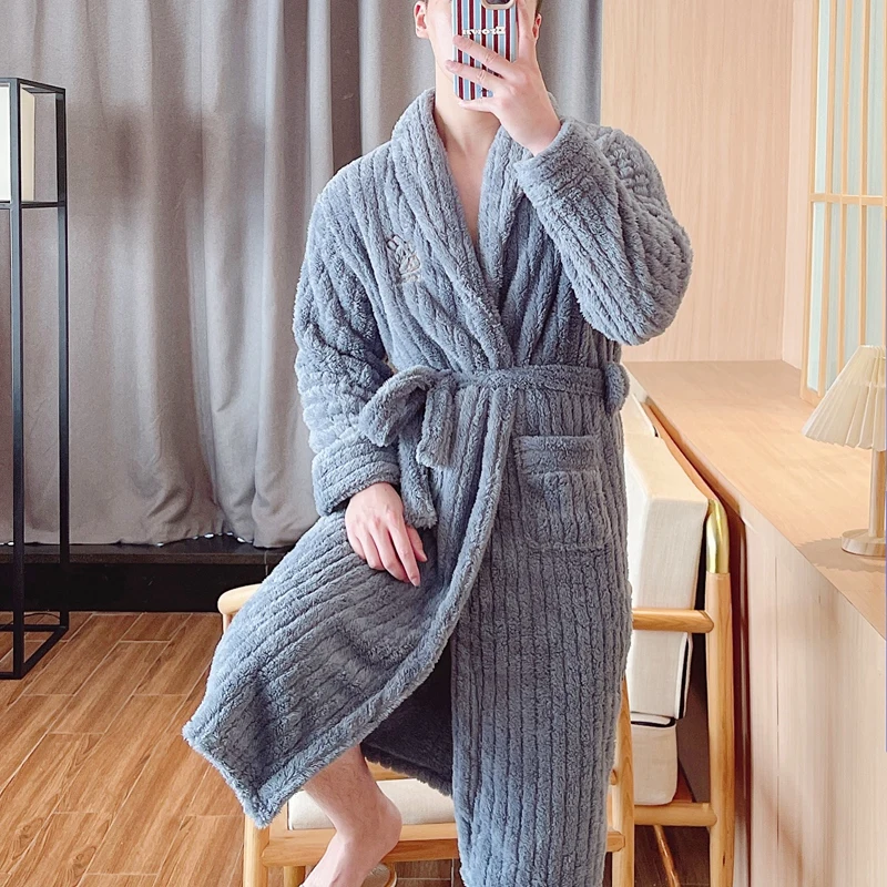 Men's robe - rabbit blue gray