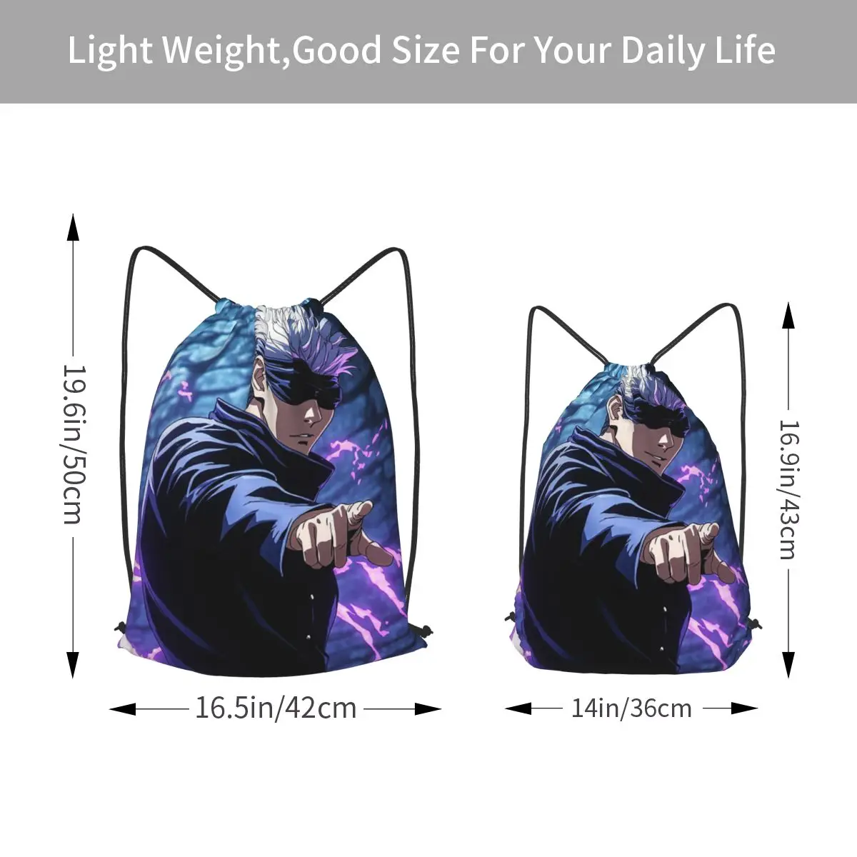 Satoru Gojo Anime Jujutsu Kaisen Backpacks Casual Drawstring Bags Shoes Bag Book Bags for Man Woman School
