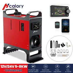 Hcalory-calefacción Universal para vehículos diésel, calentador de aire de un solo orificio, Monitor LCD, calentador de estacionamiento, 12V-24V 5-8KW, todo en una unidad