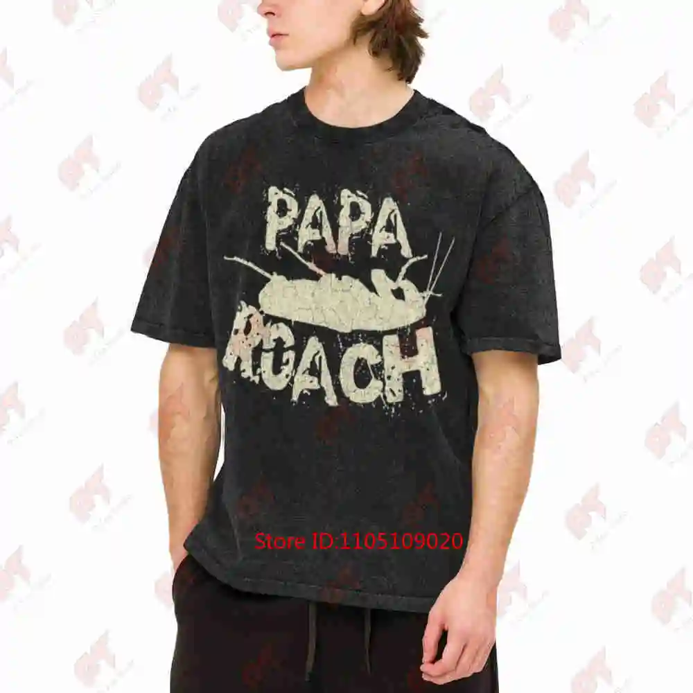 Papa Roach Cockroach Animal Funny Father Vintage Washed Tee Pure Cotton T-Shirt