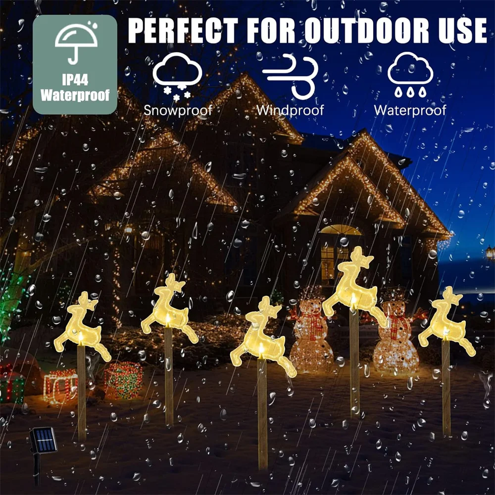 Imagem -03 - Christmas Fawn Solar Stake Lights Impermeável Paisagem Caminho Decorações de Natal Luzes Led Gramado 542 Pcs