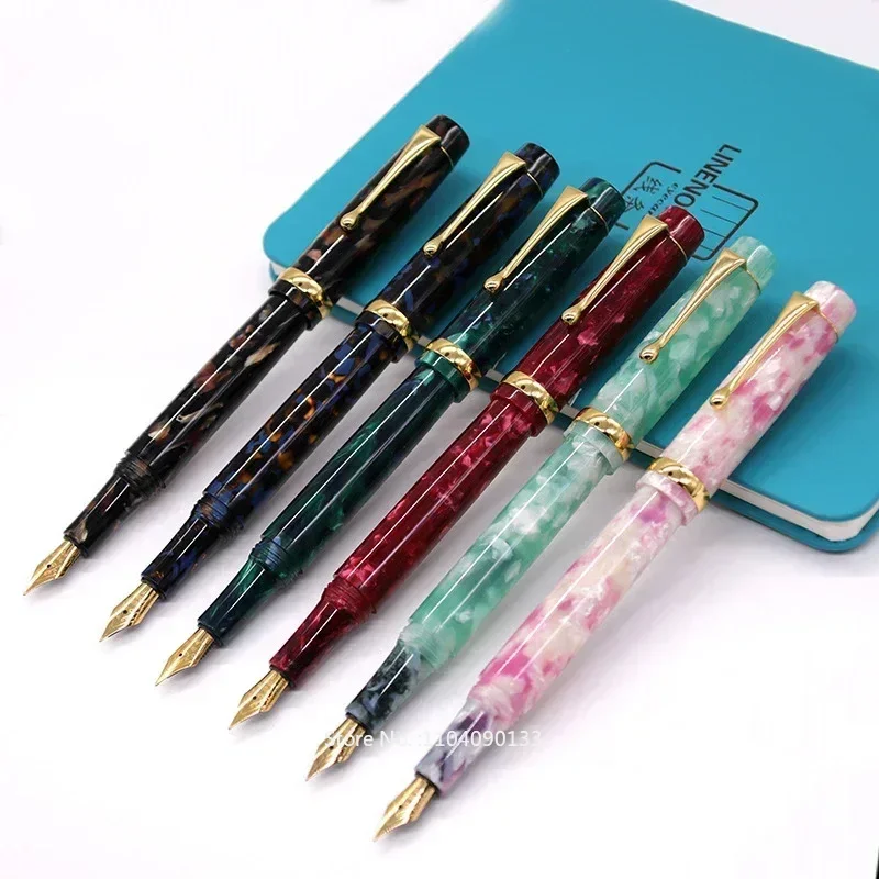 Small Tofu Cellulose Acetate Acrylic Fountain Pen Calligraphy Writing Pen Totating Pen Cap Pearl Resin Celluloid New