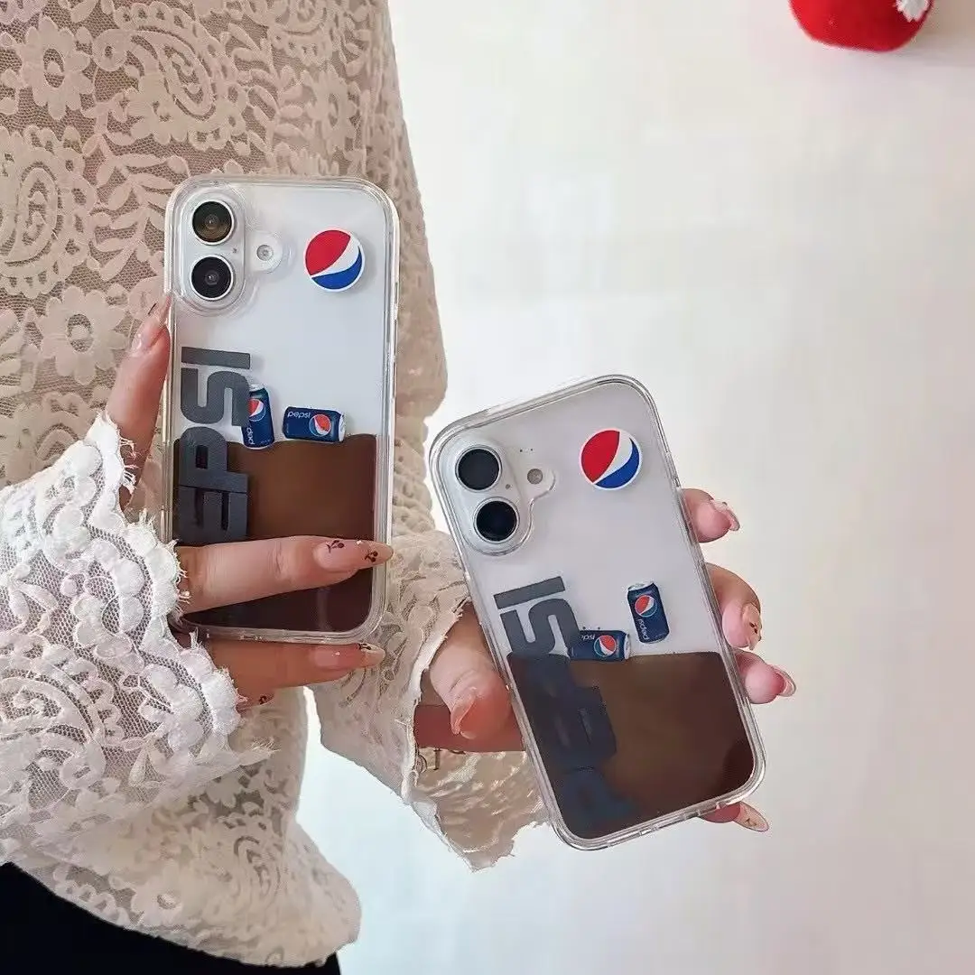 Funda Pepsi Cola con flujo de arena deslizante para iPhone 16 Pro Max