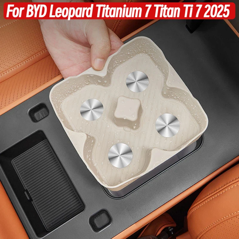 Anti-Slip Gate Slot Cup Mat For BYD Leopard Titanium 7 Titan Ti 7 2025 Accessories Door Groove Non-Slip Pad Leather Coaster