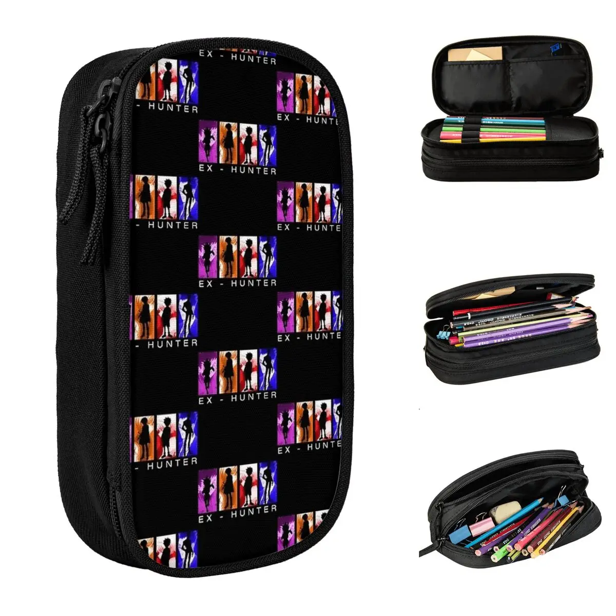 

Ex HunterSaja Boys Kpop Demon Hunter Pencil Box School Pencil Cases Kids Double Layer Printed School Stationery