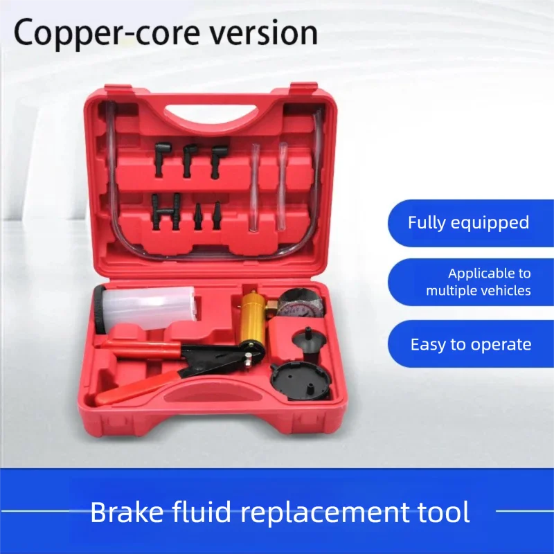 

Brake Bleeder Kit with Hand Vacuum Pump with Gauge Adapters Automotive Brake Fluid Bleeding Set for Bike Car Truck