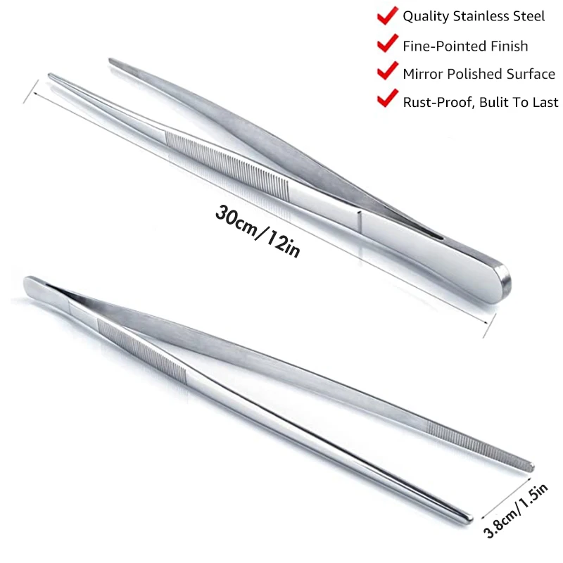 Deux Paires De Pinces à épiler En Acier Inoxydable De 27 Cm De Long Avec Des Poignees Droites Courbes Et Des Pointes Dentelees De Precision 99224242