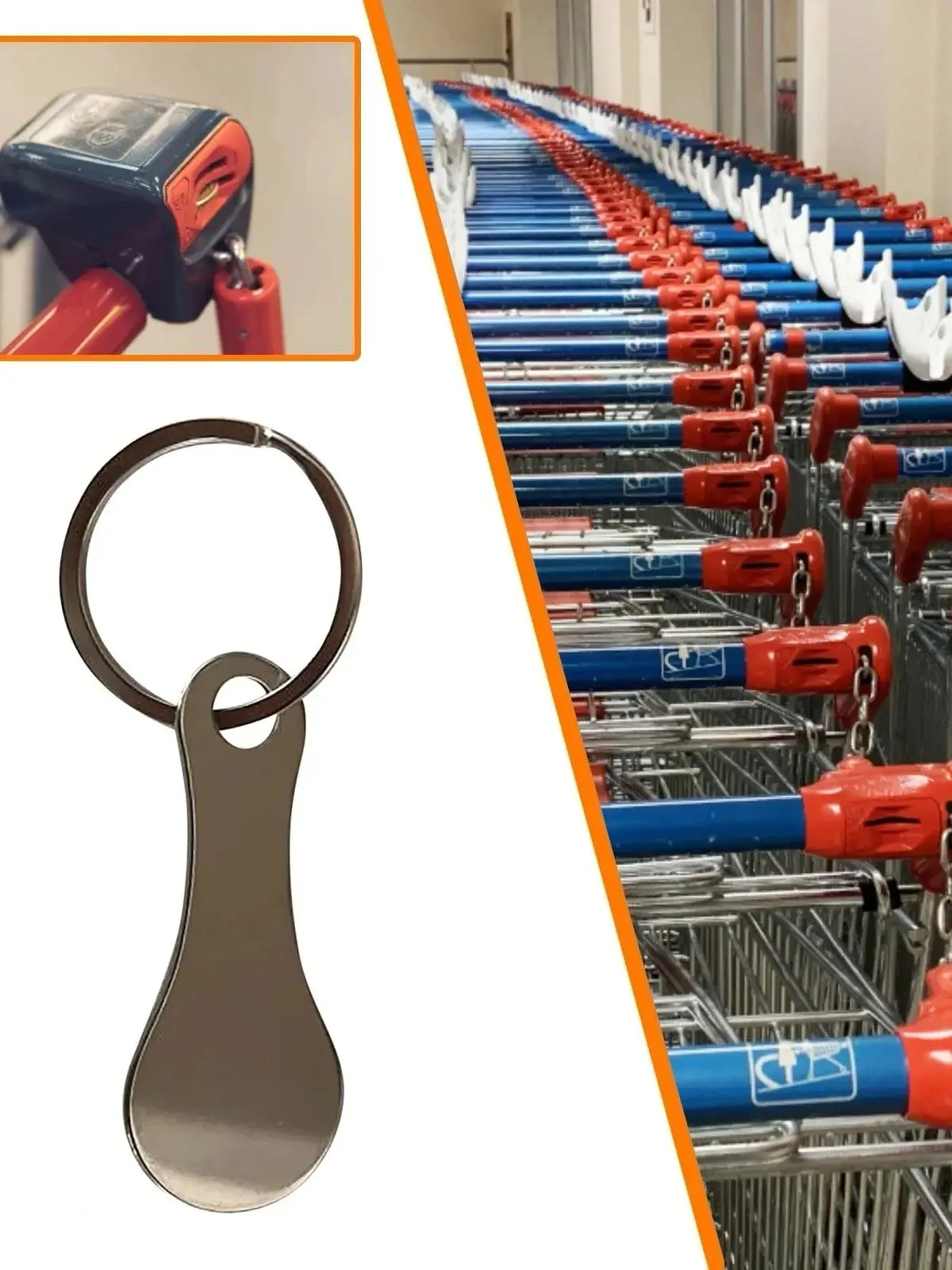 Einkaufswagen-Token, Edelstahl, hart, tragbar, Schlüsselanhänger, metallischer Schlüsselanhänger für Schlüsselhaken, praktischer Zubehörwagen für den täglichen Gebrauch – Detail 6