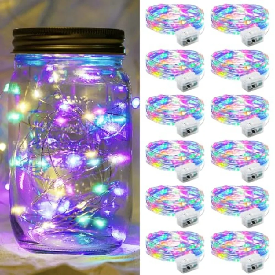 

Pack Fairy Lights 7Feet 20 LED Twinkle String Lights 3 Modes Battery Operated Waterproof Firefly Starry for Mason Jar Party Wed