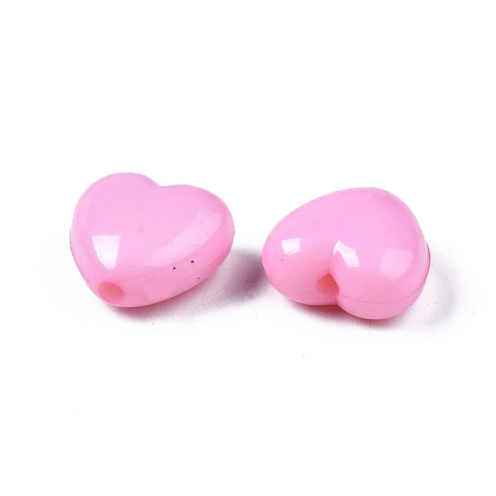 

100Pcs Acrylic Pink Heart Beads 10x11x6mm Light Pink Color Beads for Necklace Bracelet DIY Jewelry Making Accessories