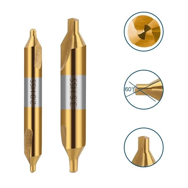 Conjunto de broca central de aço de alta velocidade de 6/7 unidades 1.0-5.0Mm (banhado a titânio em ambas as extremidades) Combinação