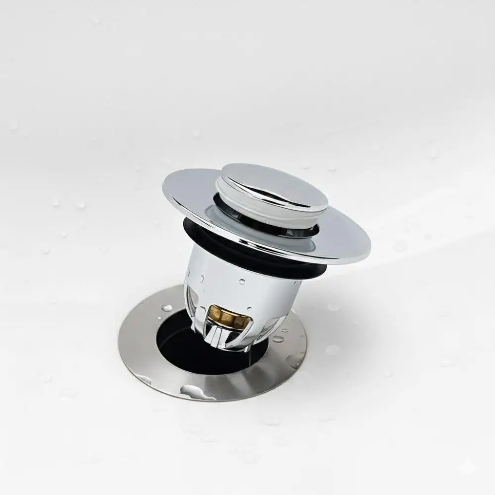 Pop-Up ABS Odor-Proof Sink Strainer, Removable Hair Catcher, Anti-Overflow Easy-Clean Drain Cover, Universal with Sealing Plug