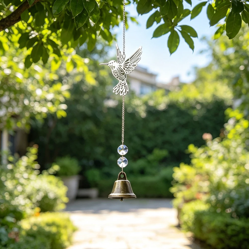 Breeze Dancing Hummingbird Wind Chimes Suncatcher Lucky Bird Bless Relaxing Wind Bell Hanging Garden Window Decor Car Pendant