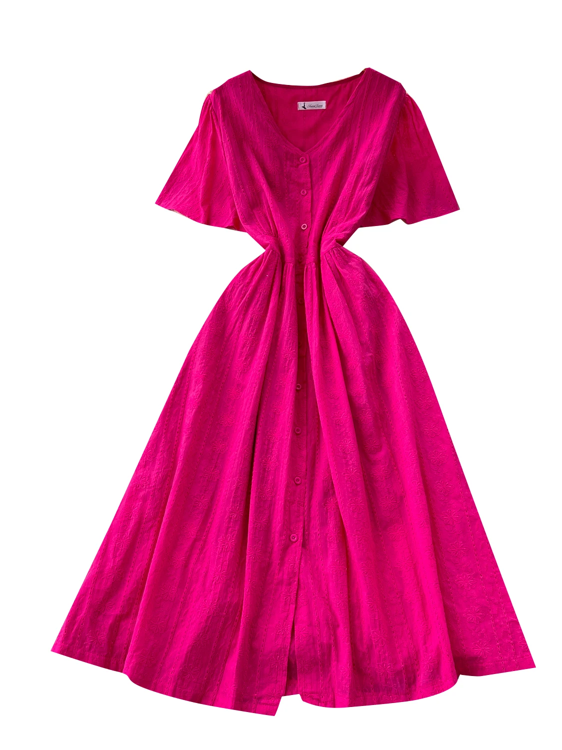 Vestido de Verano para Mujer, Estilo Coreano, Manga Corta, Cuello en V, Bordado, Cintura Ajustada, Falda de Línea A, Ropa de ...