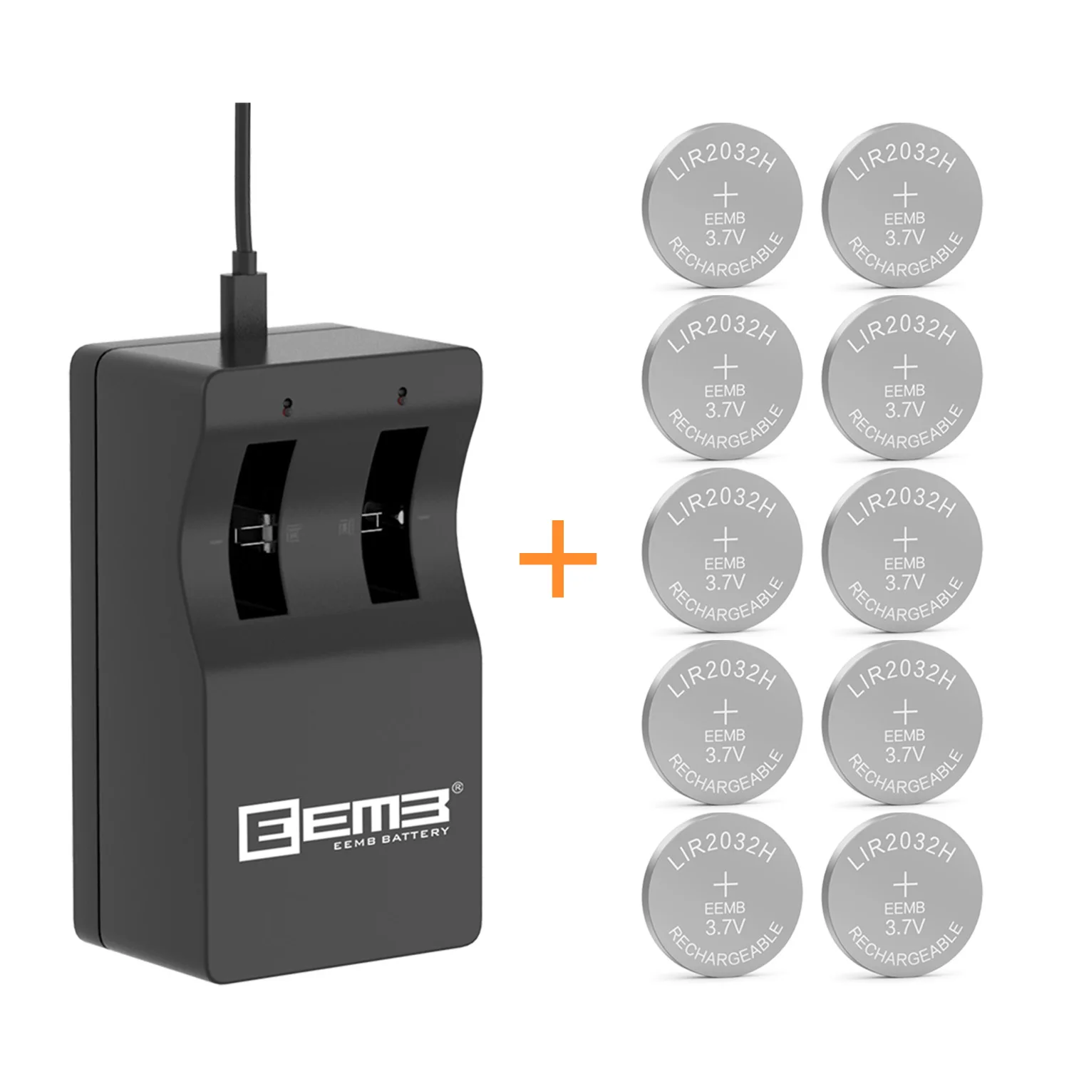 EEMB Bateria guzikowa lir2032 o dużej pojemności 70 mah z ładowarką LIR2032H 3,7 V Akumulatory litowe na monety