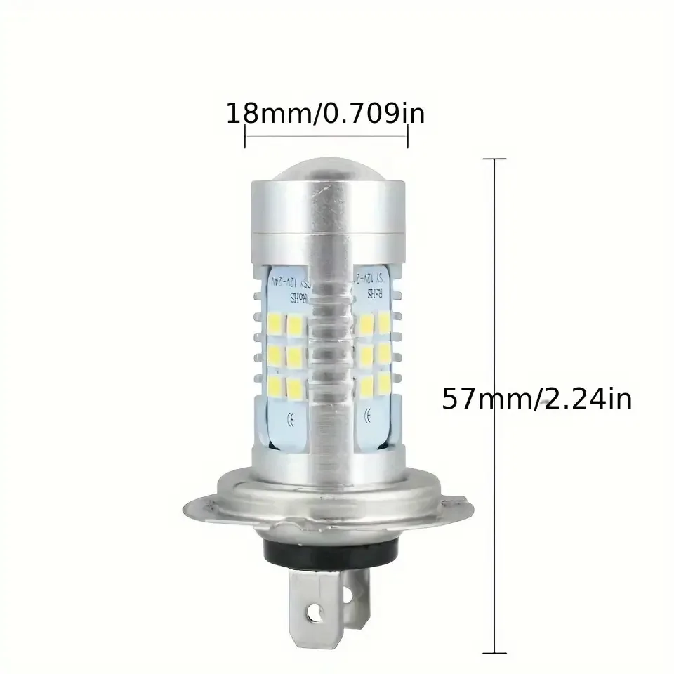2 buah lampu depan LED depan bohlam lampu depan H7 sinar tinggi dan rendah 6000K super putih