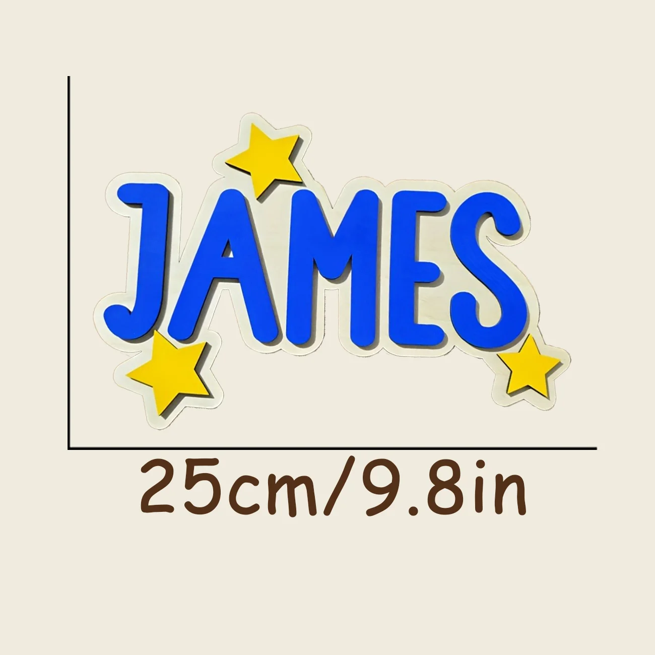Custom Star Wooden Name Sign, Personalized 2D Flat Custom Name Wall Plaque with Star Decor, Customized Text Wood Door Hanger for - view 2