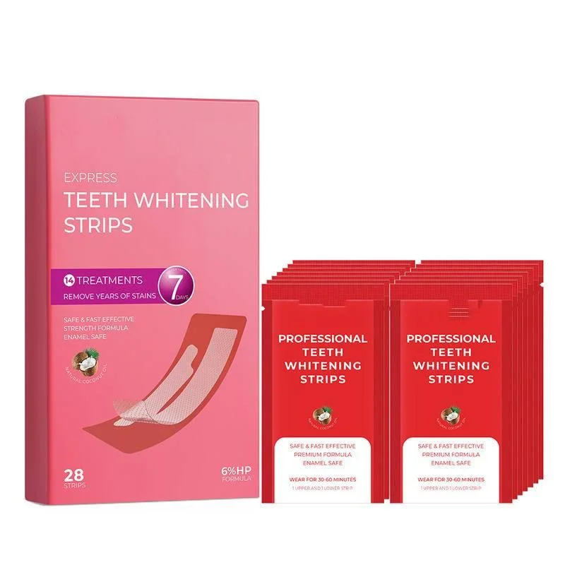 

14 Pairs Teeth Whitening Strips 6% HP Coconut Flavor White Strips for Teeth Sensitive Fast Remove Smoking Coffee Wine Stains