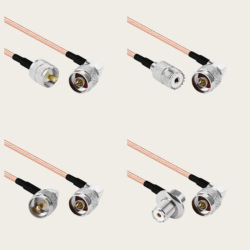 RG142 Cable SO230 PL259 UHF Male Female to N Male right angle Connector 50ohm RF Coaxial Pigtail Jumper Cables