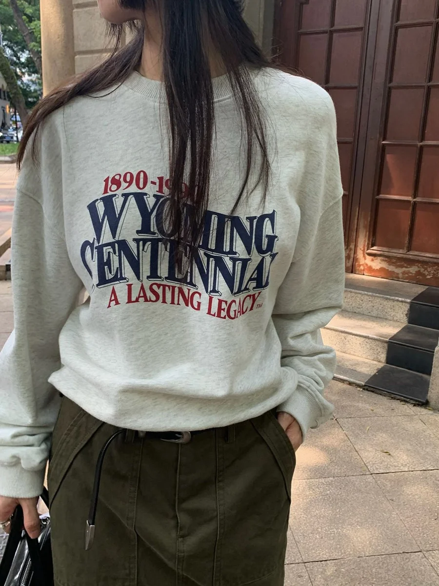 

Korean style Casual Sporty Printed Hoodie, Loose Fit Jacket, Women's Stylish Top