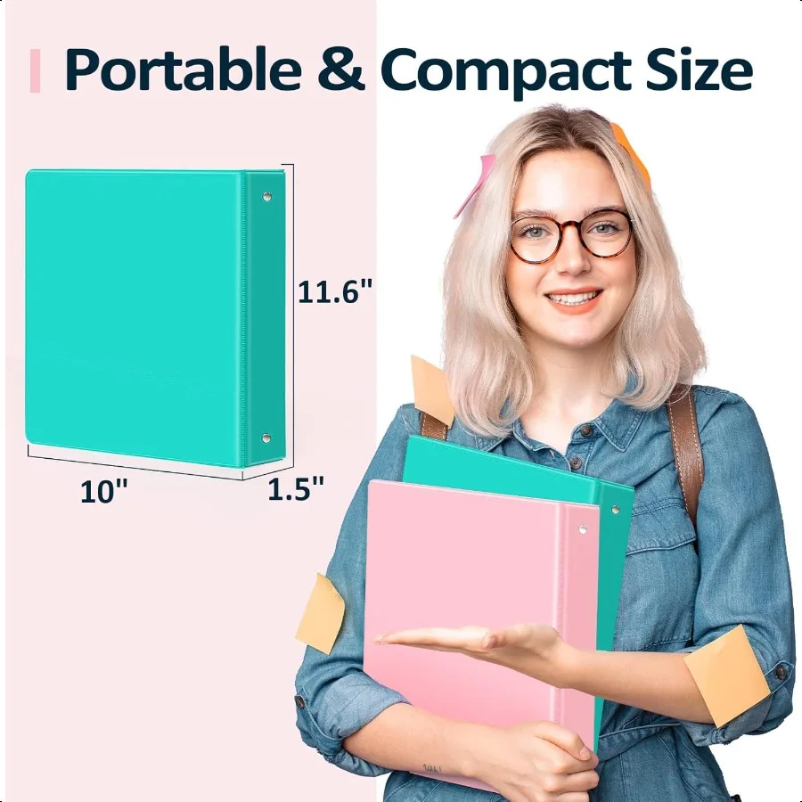 BinderX Extra Durable 3 Ring Binder Round Rings 1 Inch Binder Fits 175 Sheets of 8.5x11 Paper Customizable View Cover with Insi
