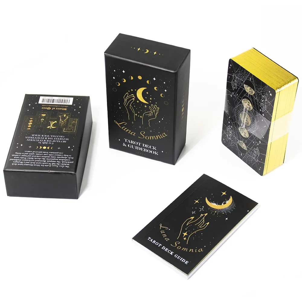 Luna somnia Tarot 78 pcs cards 1:1 Size Gilded Edge Guide book Tarot Board games