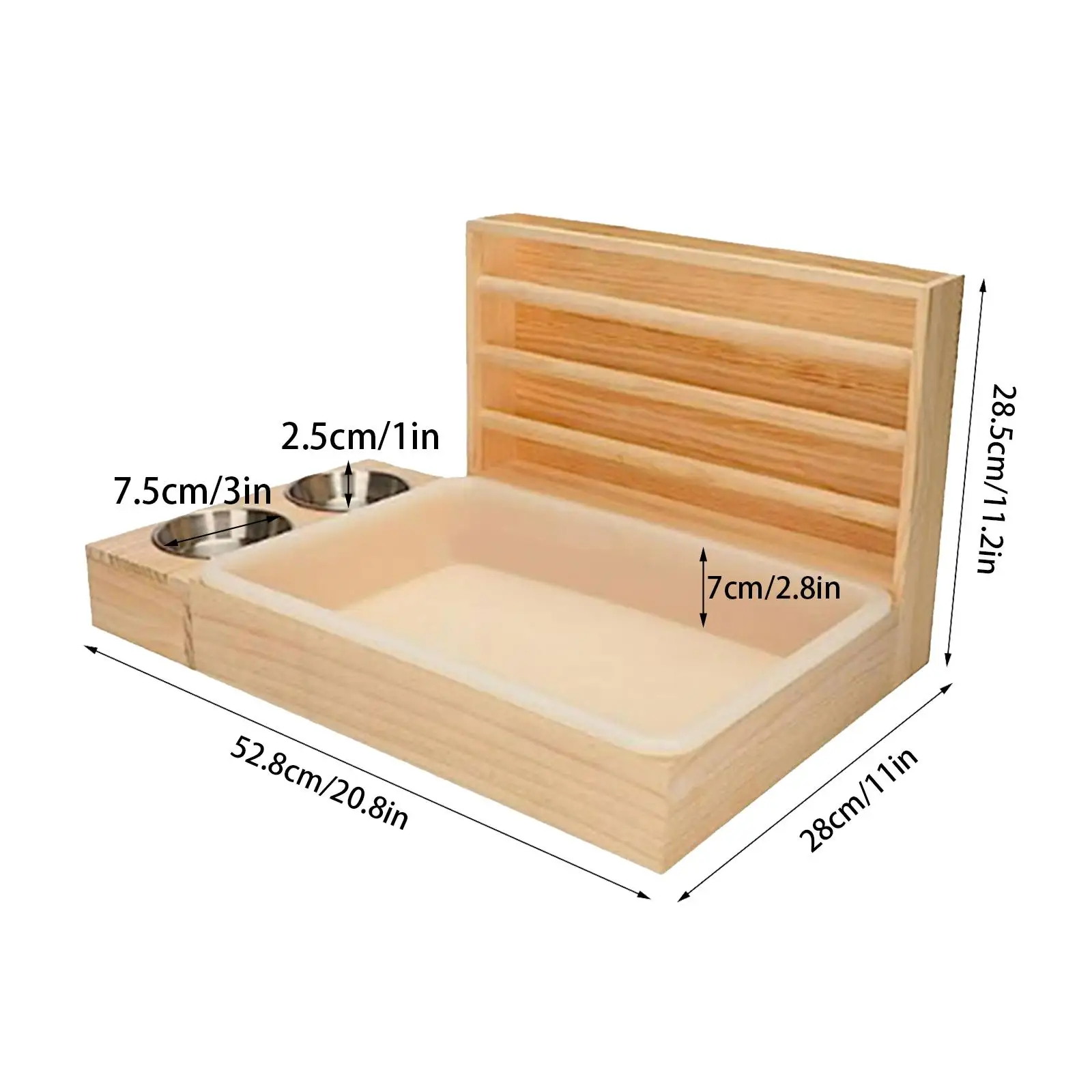 Bunny Hay Manger Wooden Rabbit Hay Feeder with Litter Box Bowls Water Feeder