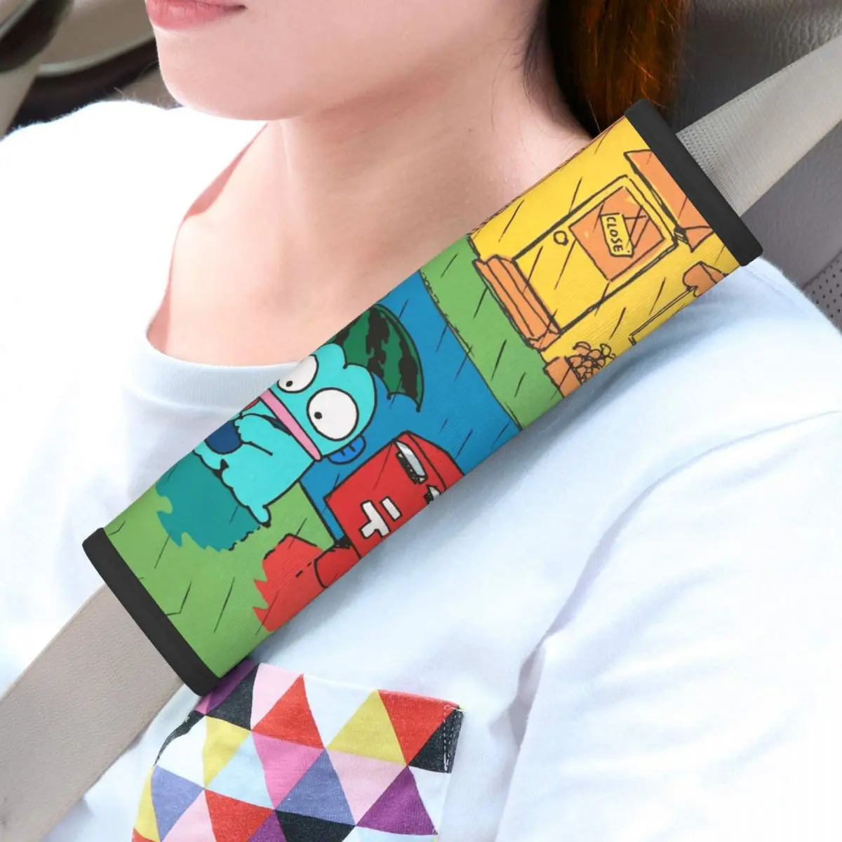 

Custom Hangyodon Cartoon Car Seat Belt Pads 2 Pack Adjustable Seatbelt Shoulder Strap Covers
