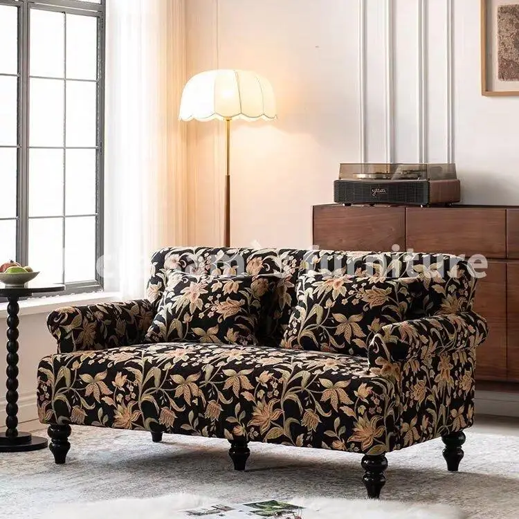 American retro floral sofa living room home French medieval designer small apartment double tiger sofa chair
