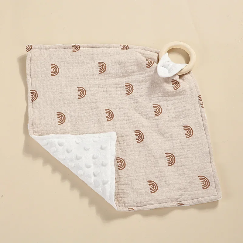 Muslin Square Towel Baby Blankets Newborn Soothe Appease Towel Cotton Baby Comforter Burp Cloth Teether Baby Stuff Snap Button