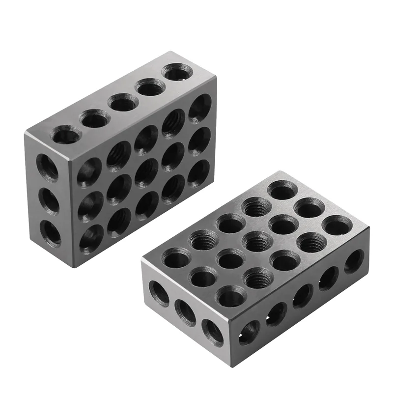 2PCS Blocks Gauge Hardened Steel Parallel Block Set 23 Holes Matched Machinist Milling Tool