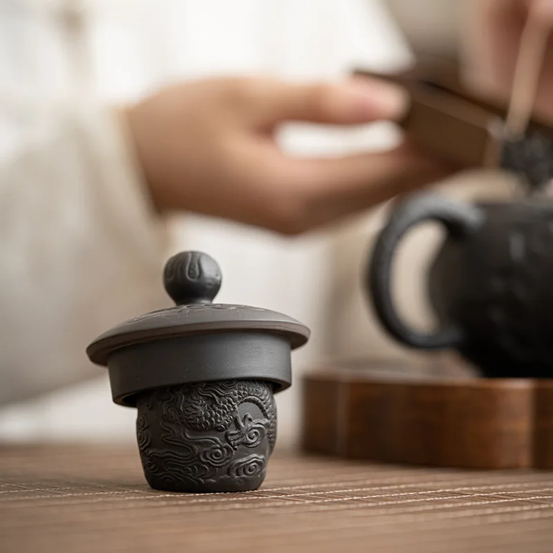 Purple Clay Auspicious Dragon Lid Holder High-end Lid Pillow Lid Chair Teapot Holder Tea Ceremony Table Decoration