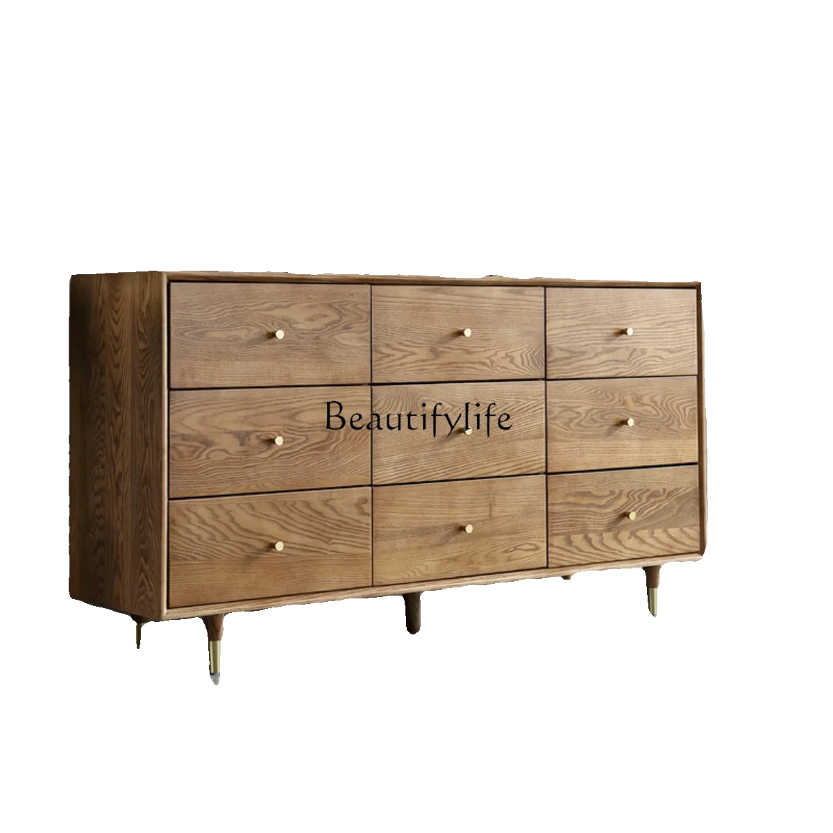 

02 Nordic Solid Wood Ash Simple Modern Natural Wood Light Luxury Multifunctional Storage Entryway Cabinet