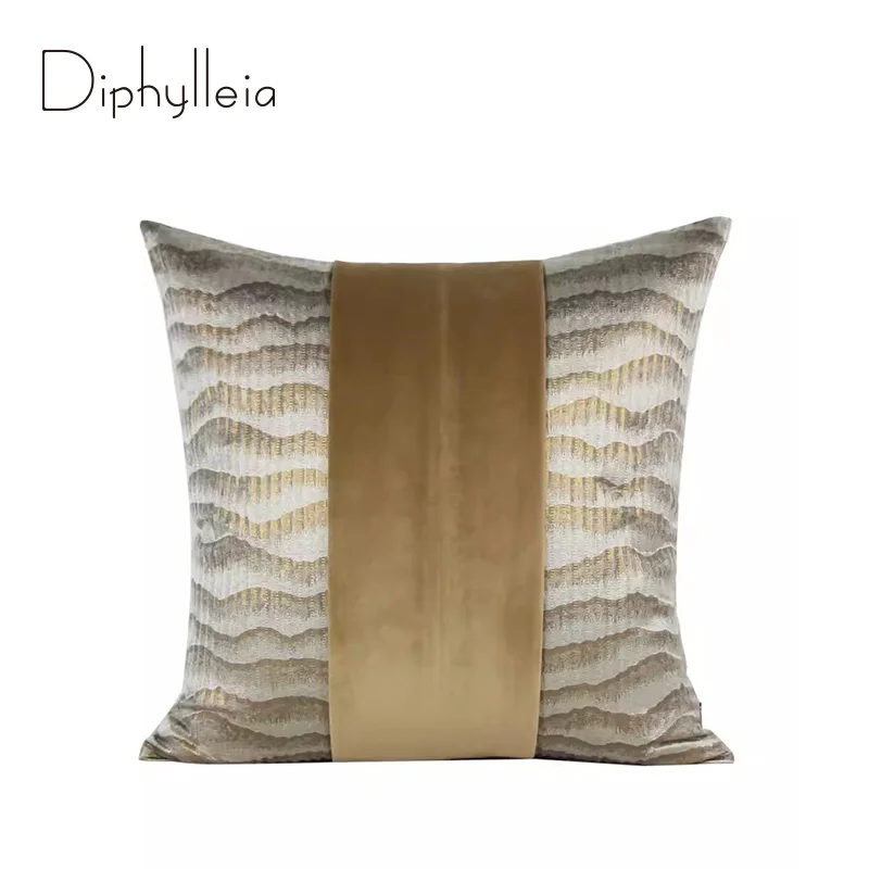 Diphylleia Khaki Gold Foil Geometric Cushion Cases Luxury European Throw Pillow Covers Decorative Pillows For Couch Living Room