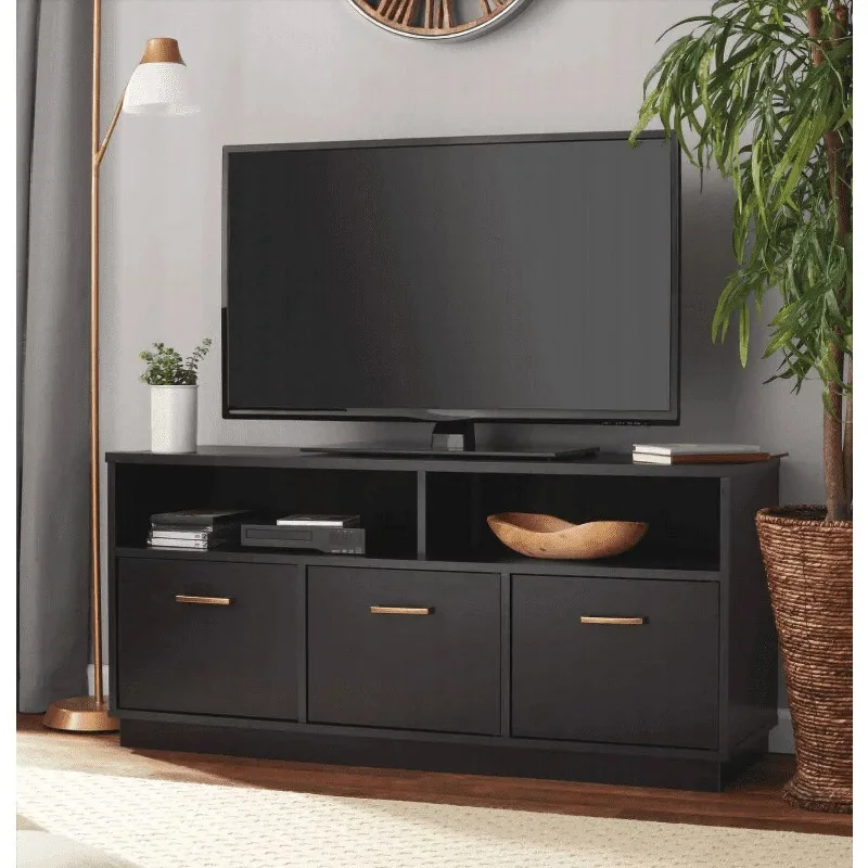 

3-Door TV Stand Console for TVs up to 50", Blackwood Finish,office, hallway, living room