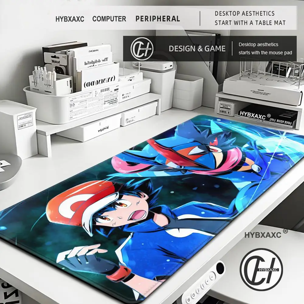 XXL Gamer Custom Mauspad P-Pokemon Greninja Schreibtischmatten HD Tastaturmatte Teppich Gamer Naturkautschuk Mäusepad Mousepad