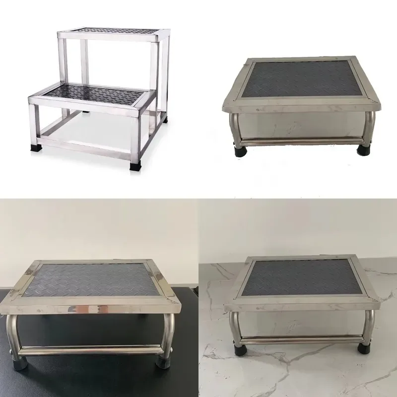 Stainless Steel Birth Bed Examination Table Single Patient Footstool with Rubber Surface Medical Furniture