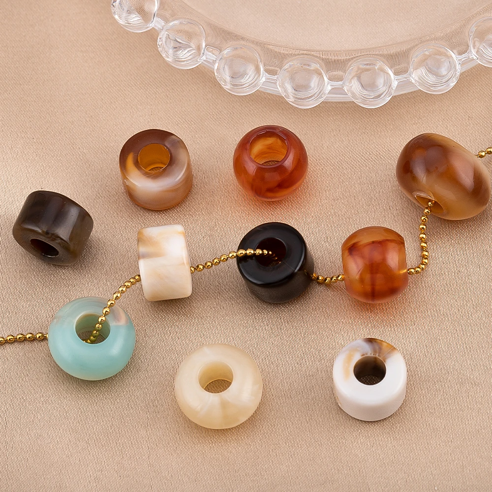 10 قطعة الخرز الاكريليك متعدد الشكل ثقب كبير الخرز المستديرة فضفاض خزر عازل لقلادة القرط DIY بها بنفسك مجوهرات اكسسوارات بالجملة #1