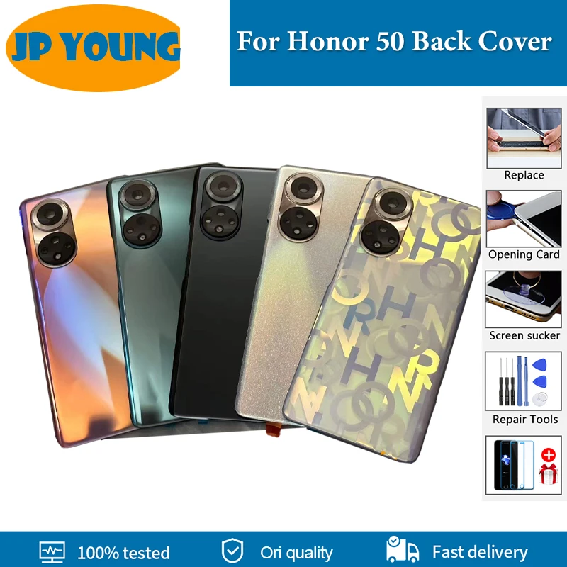 Original Back Battery Cover For Huawei Honor 50 Back Cover NTH-AN00 NTH-NX9 Housing Door Back Rear Case with Camera Lens