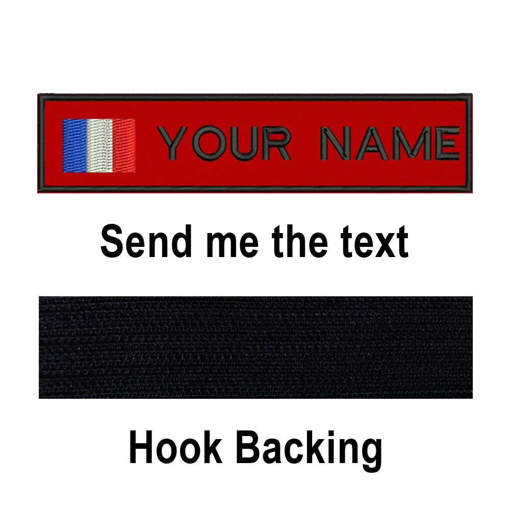 شخصية فرنسا العلم 10X2.5cm التطريز اسم مخصص النص التصحيح المشارب شارة الحديد على أو خياطة على أو هوك دعم بقع