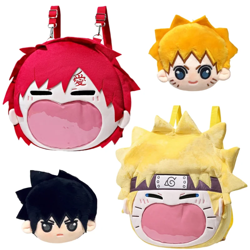 Naruto uzumaki naruto itabag grande rosto boneca modelo crianças mochila crachá boneca saco de exibição anime periférico pingente brinquedos presente do feriado