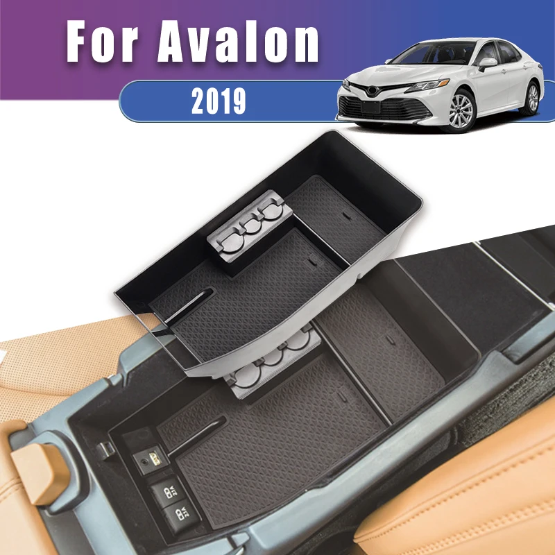 

Ящик для хранения центральной консоли на заказ для Toyota Avalon 2019, подлокотник, органайзер, вставной лоток, черный АБС-пластик, аксессуары для интерьера автомобиля