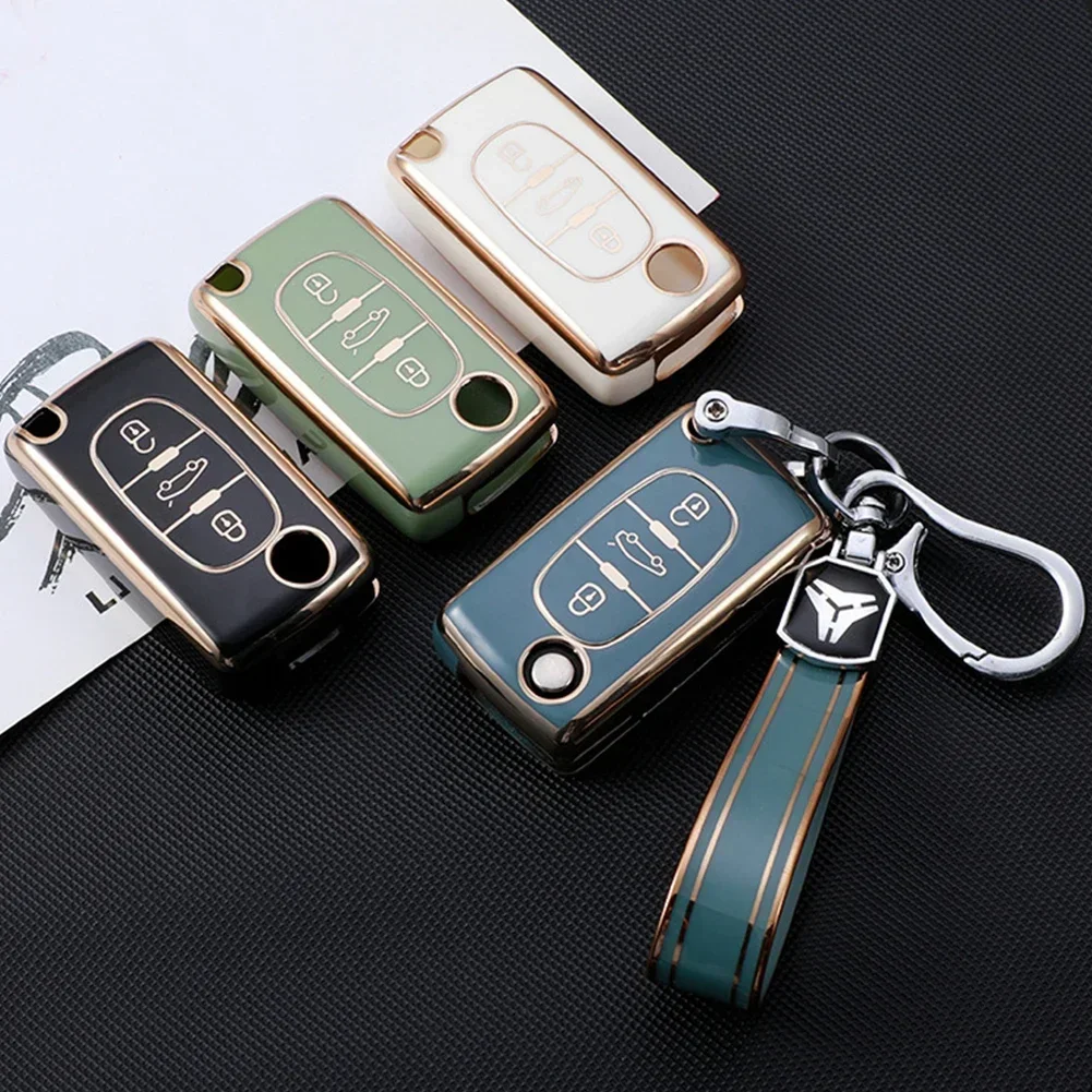 For Peugeot 107 207 307 307S 308 407 607 For Citroen C2 C3 C4 C5 C6 C8 Plating TPU 2 3 Buttons Car Remote Key Case Cover Shell