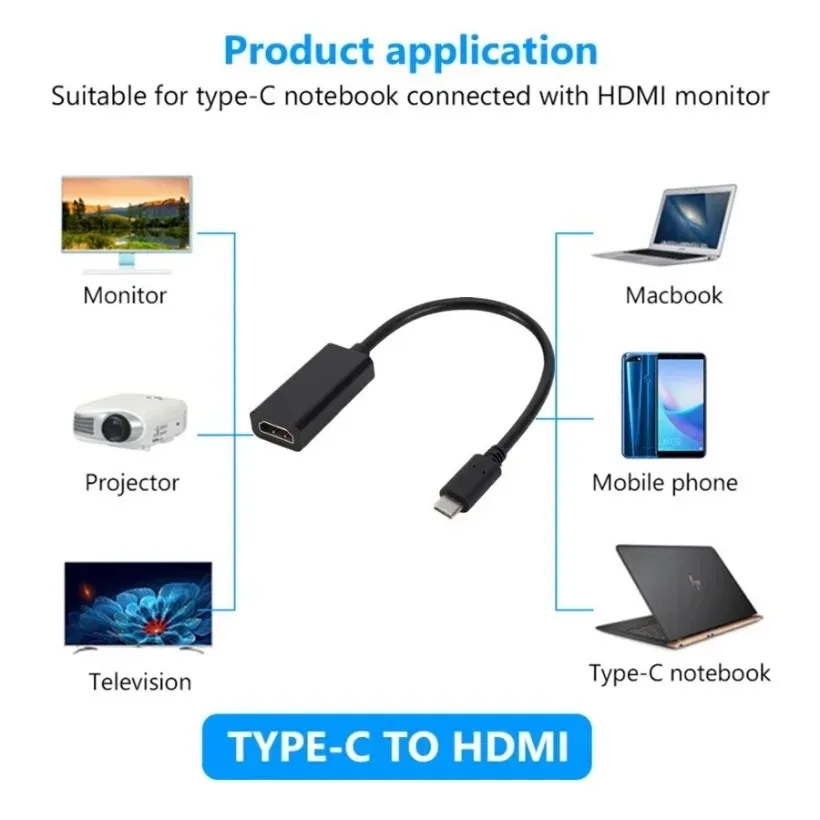 USB C to HDMI-Comaptible Adapter 4K 30Hz Cable Type C HDMI for MacBook Samsung Galaxy S10 Huawei Mate P20 Pro USB-C HDMI Adapter