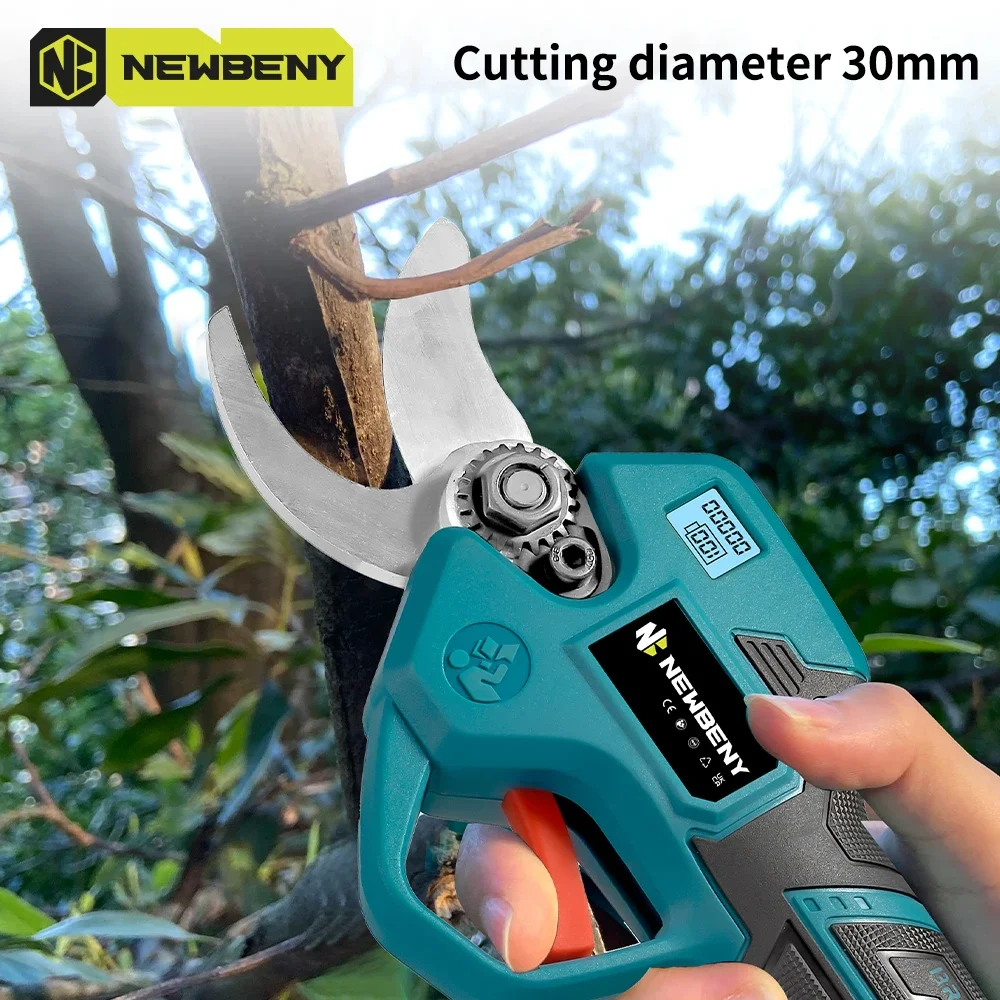 NEWBENY 30mm Brushless Electric Pruning Shears 4 Gear Cordless Garden Fruit Tree Bonsai Beautify Tool For Makita Battery Pin