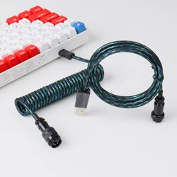 Spiral Mechanical Gaming  Keyboard Usb C Colorful Coil Cable Aviator Connector Coiled Keyboard Aviation GX16 Cable