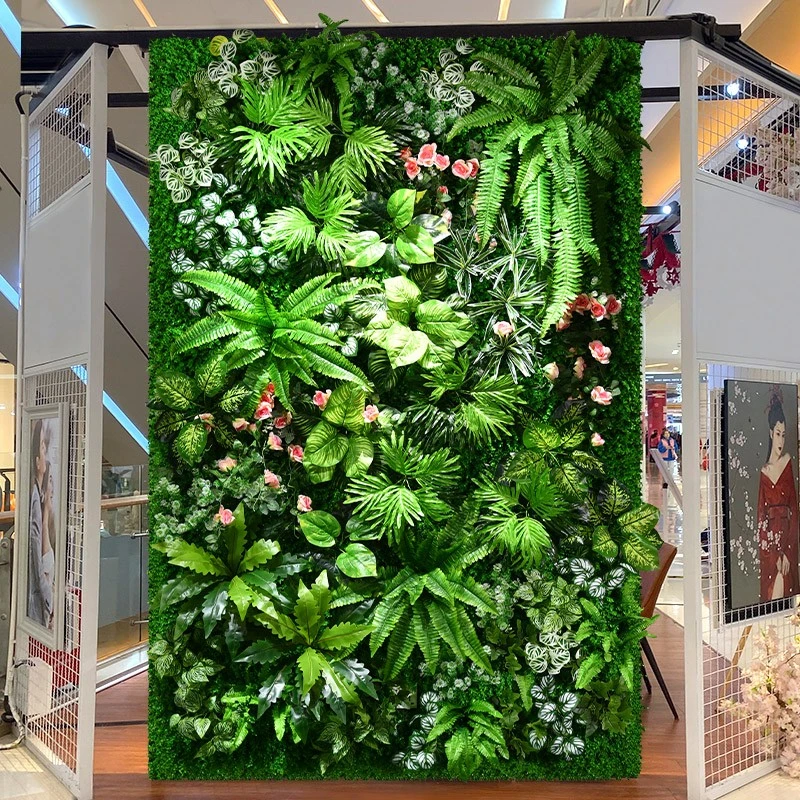 

Simulation of plant green wall Indoor balcony flower wall decoration artificial green wall with fake grass background