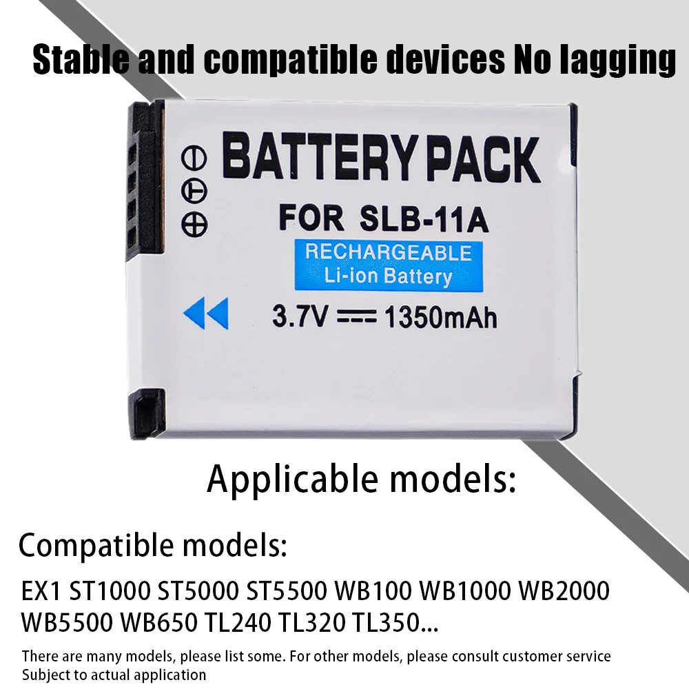 SLB-11A Camera Battery 3.7V 1350mAh Rechargeable Batteries for Samsung TL500 WB600 WB610 WB650 WB660 WB700 WB1000 WB2000 WB5000