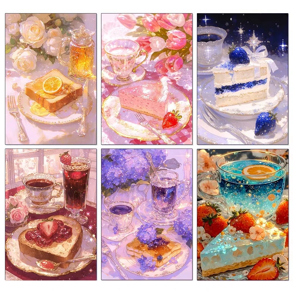 DIY Diamantmalerei Neue Lebensmittel Kuchen Vollquadratische Runde Diamant-Mosaik-Stickerei Kreuzstich-Sets Küche Heimdekoration Geschenk